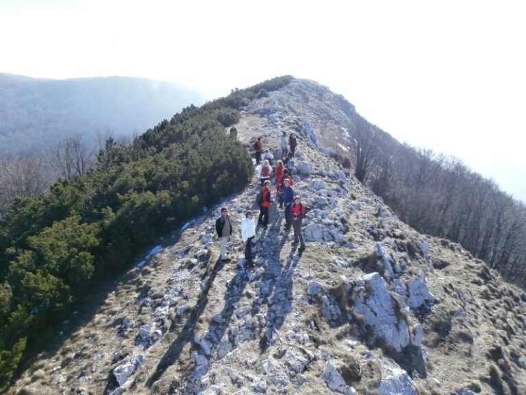 Planinari na grebenu Učke prema Vojaku